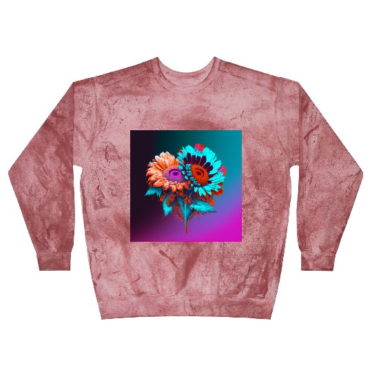 Blue and Orange Love Blooms Blast Sweatshirts