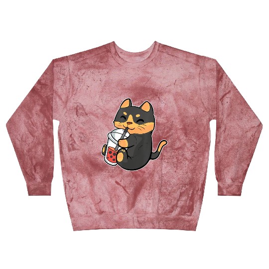 Cat Lover Bubble Tea Anime Figure Boba Milk Manga Blast Sweatshirts