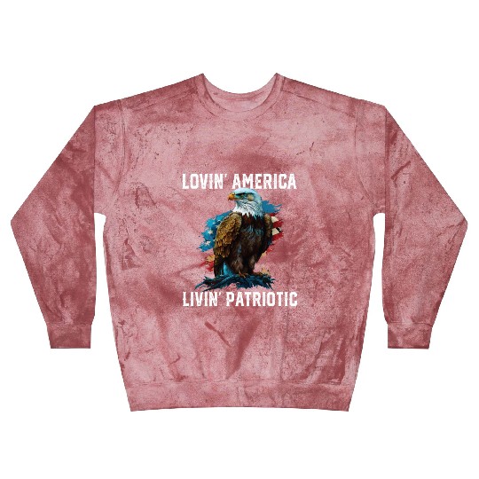 Lovin America Livin Patriotic American Bald Eagle Blast Sweatshirts