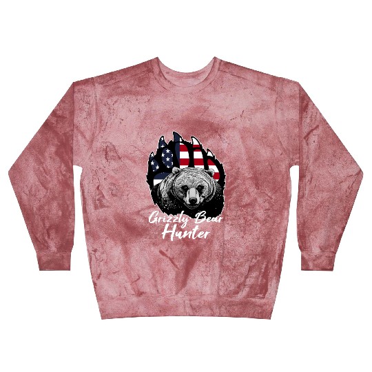 US Flag Grizzly Bear Hunting Patriotic Hunters Blast Sweatshirts