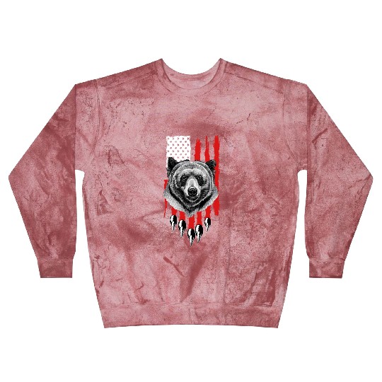 American US Flag Claw Grizzly Bear Hunting Patriot Blast Sweatshirts