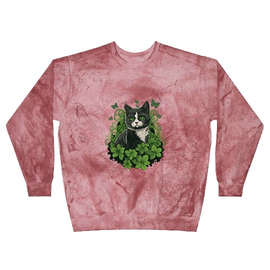 Black and white cat with ivy and butterflies Blast Sweatshirts
