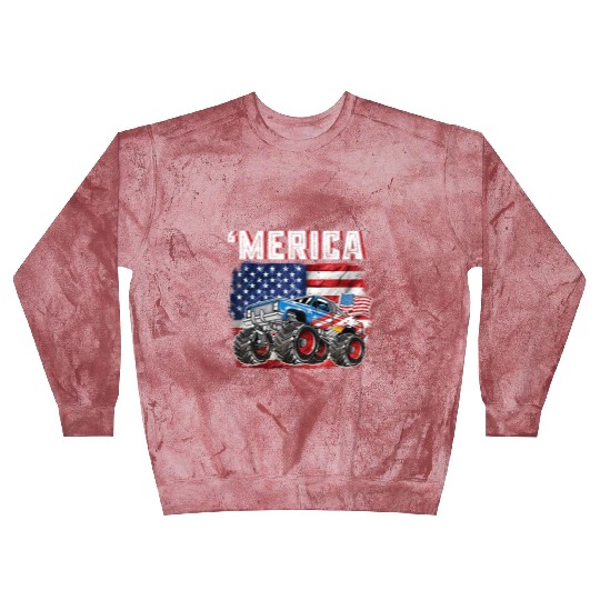 Monster Truck USA Merica Men Boys 4th of July Blast Sweatshirts