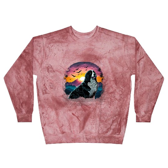 Bernese Mountain Dog with Mountain Sunrise view Blast Sweatshirts