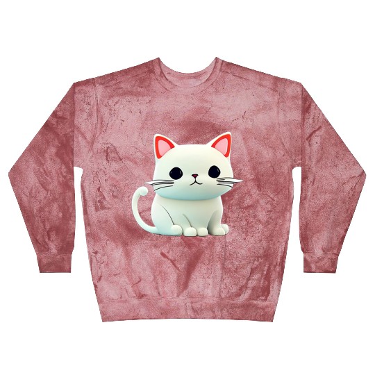 The Feline Fantasy A White Cat Chibi Design Blast Sweatshirts