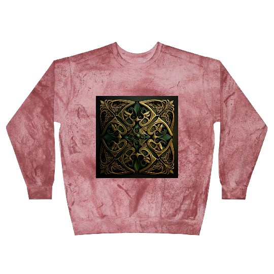 Green Bronze Ornamental Plaid Decoration Pattern Blast Sweatshirts