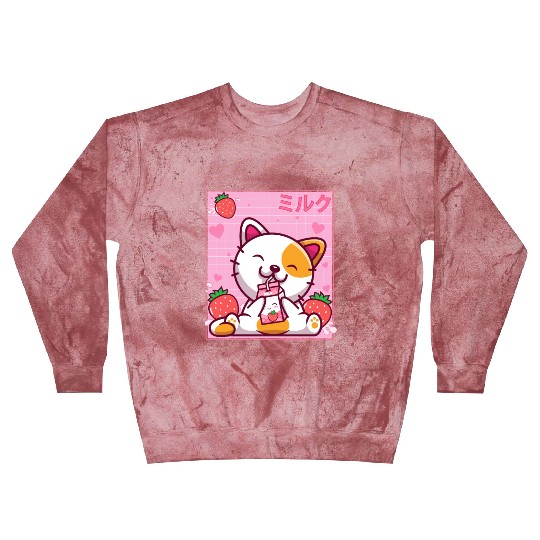 Kawaii Kitten Cute Cat Strawberry Milk Shake Blast Sweatshirts