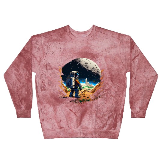 Serious Astronaut on Moon Voxel Art Blast Sweatshirts