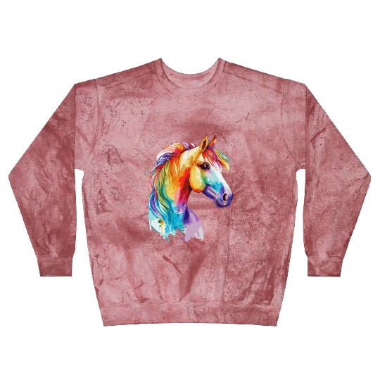 Watercolor Horse Pony Colorful Pet Ponys Lover Blast Sweatshirts