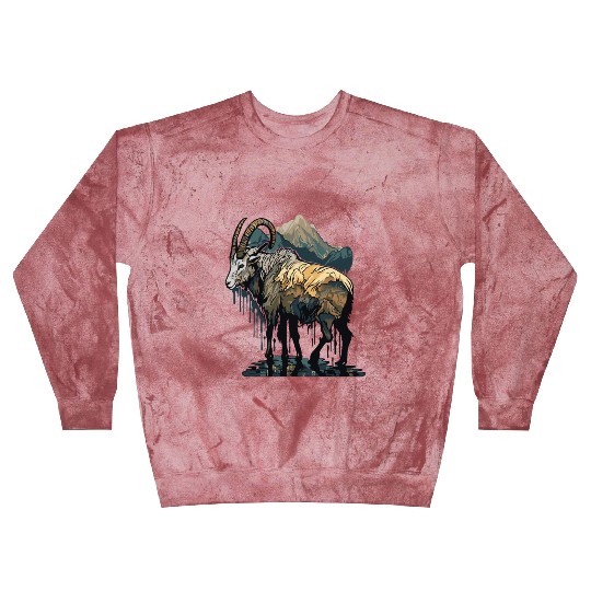 a mountain goat lives in the mountains Blast Sweatshirts