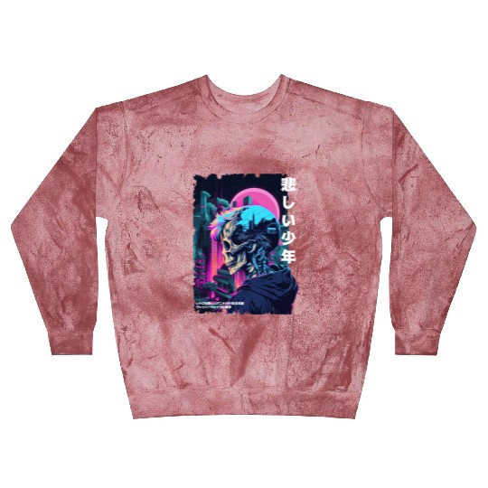 Edgy Gothic Skull Anime Sad Boy Japanese Futurism Blast Sweatshirts