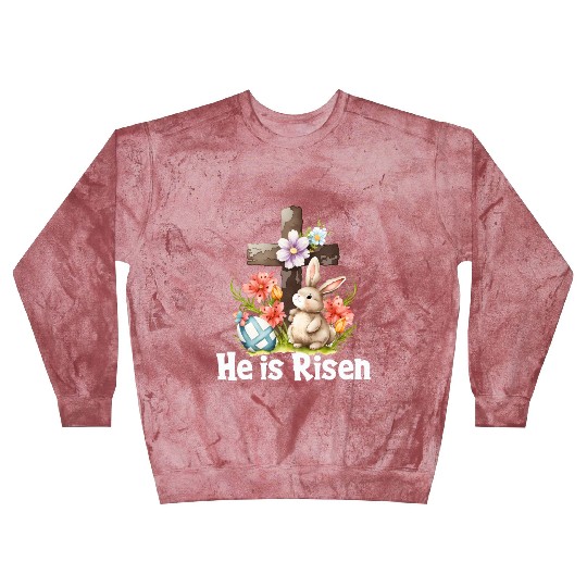He Is Risen Cute Bunny Christianity Cross Blast Sweatshirts