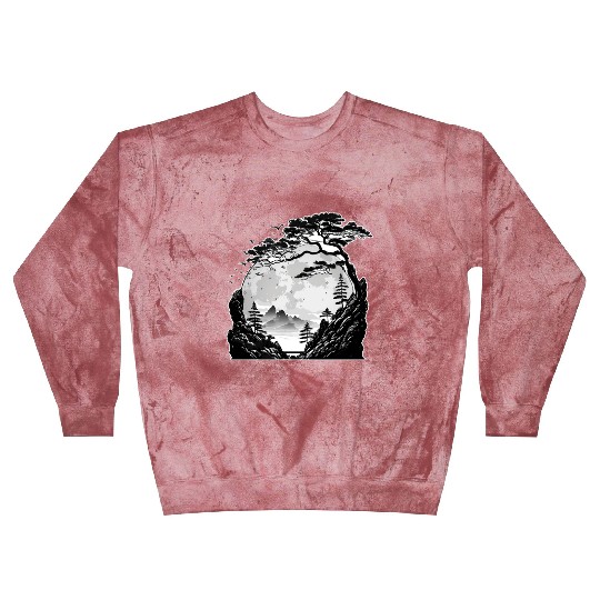 Japanese Mountain Landscape Gothic Full Moon Fores Blast Sweatshirts