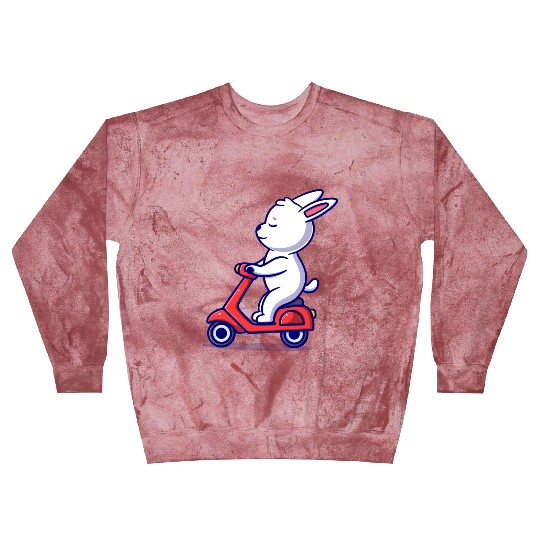 Cute bunny riding scooter icon illustration Blast Sweatshirts