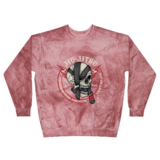 BJJ Skull - Fight or Die, Technique Over Strength Blast Sweatshirts