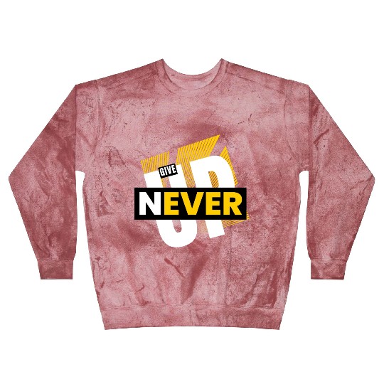 White Yellow Typography Never Give Up Blast Sweatshirts