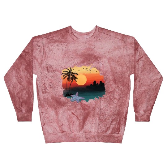Beach Sunset Watercolor Design Sublimation Art 1 Blast Sweatshirts