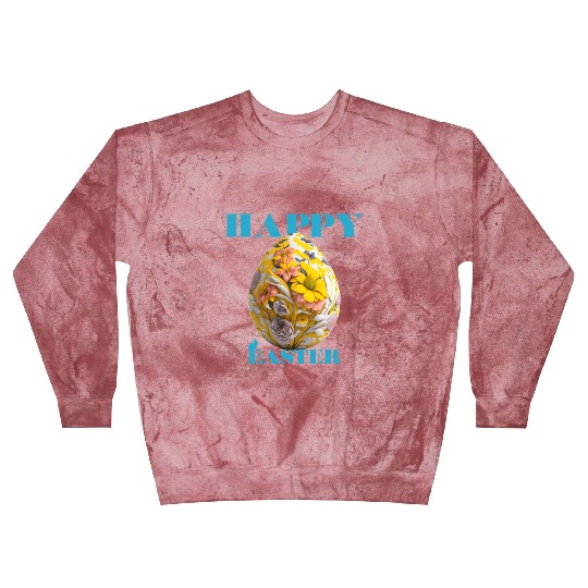 Happy Easter Egg Design with Floral Elements Blast Sweatshirts
