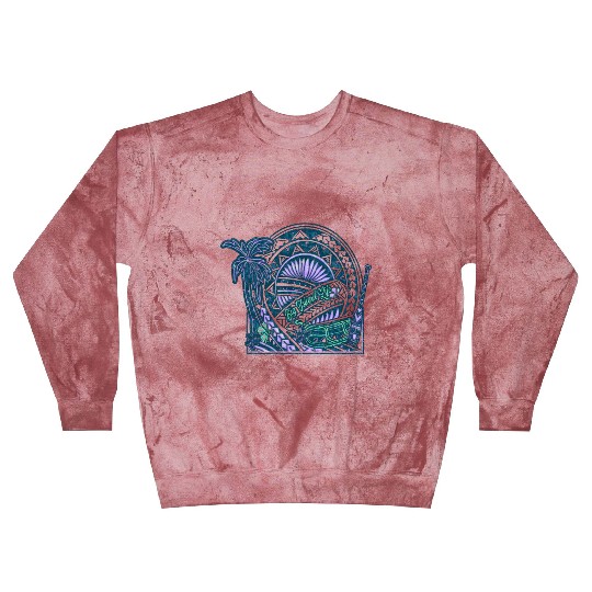 Big Island Outrigger Canoe Teal Tribal Blast Sweatshirts