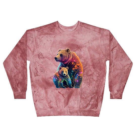 Mother Bear and Cub Sublimation Graphic Wild Life Blast Sweatshirts