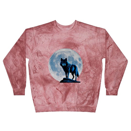 Wolf howling at the moon graphic Blast Sweatshirts