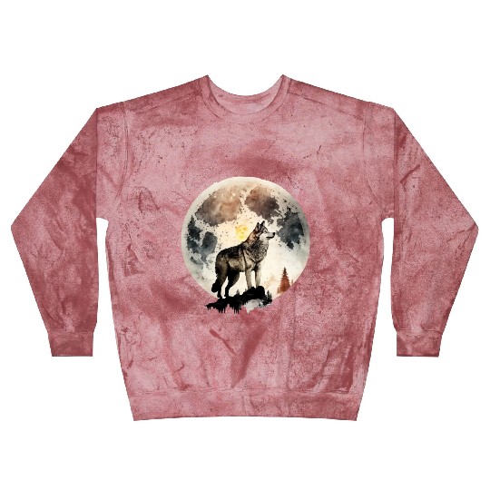 Wolf Moonlight Forest Wild Werewolf Watercolor 4 Blast Sweatshirts