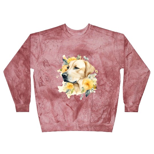 Yellow Lab Dog Watercolor Floral Blast Sweatshirts