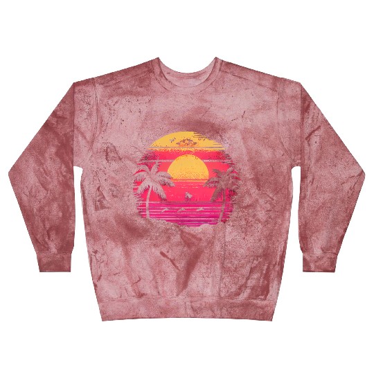 Vintage Retro Sunset Watercolor Beach Vacation 1 Blast Sweatshirts