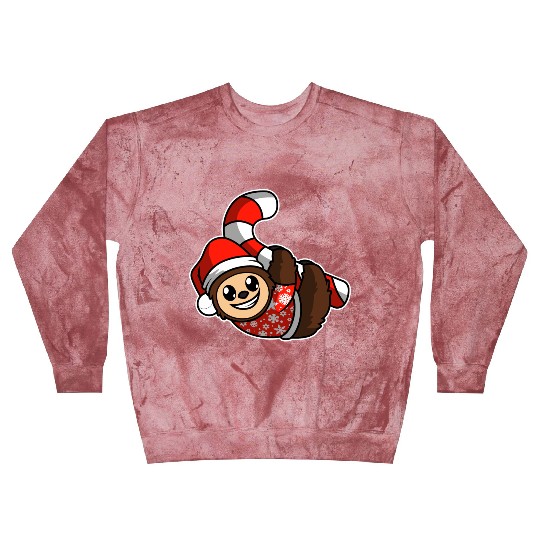 Merry Christmas Sloth Candy Cane Blast Sweatshirts