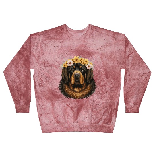 Tibetan Mastiff Flower Crown Floral Farm Animal Pe Blast Sweatshirts