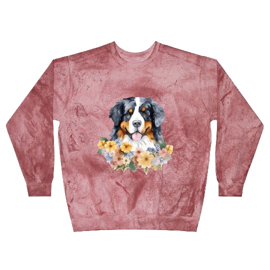 Bernese Mountain Dog Watercolor Floral Blast Sweatshirts