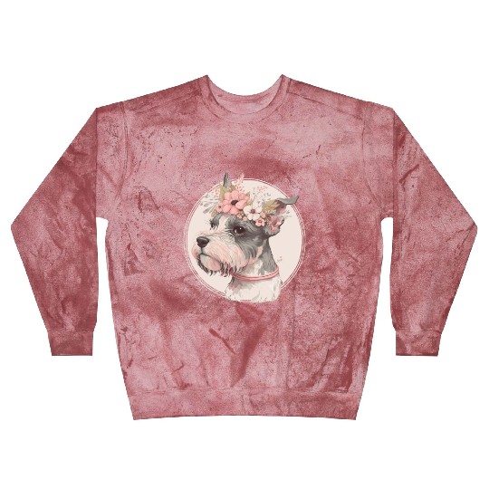 Cute Miniature Mini Schnauzer Flower Crown Pet Dog Blast Sweatshirts