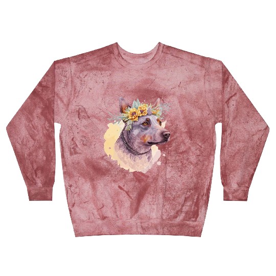 Cute Australian Cattle Dog Flower Crown Pet Dog Fl Blast Sweatshirts