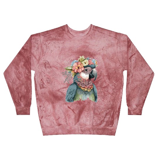 Cute Parrot Macaw Bird Flower Crown Pet Birds Blast Sweatshirts