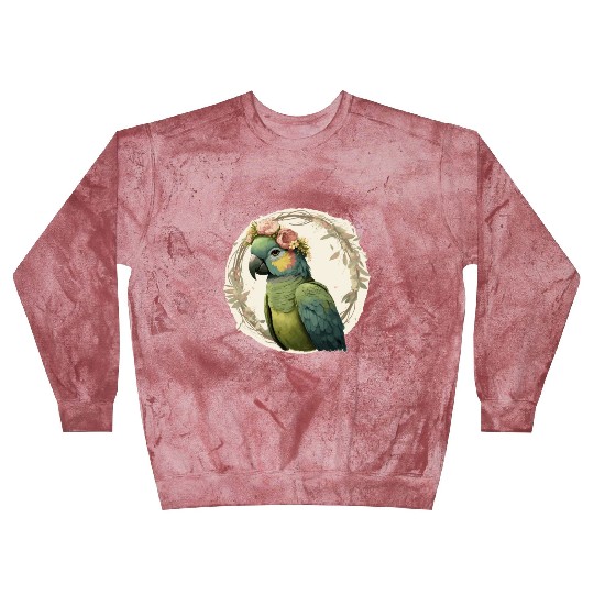 Watercolor Parrot Hahn's Macaw Bird Flower Crown P Blast Sweatshirts