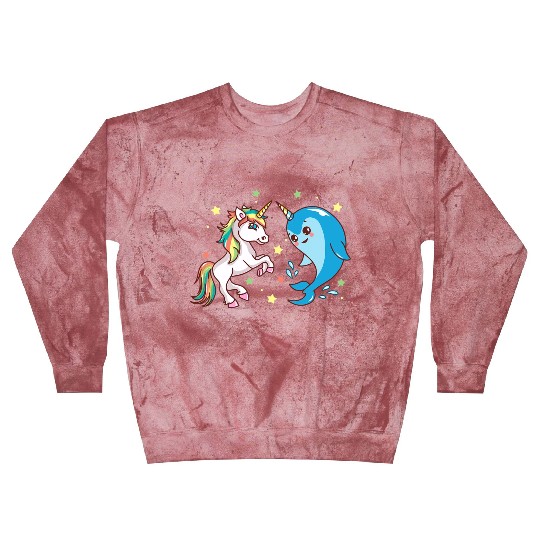 Cute Funny Horned Narwhal And Unicorn Friends Blast Sweatshirts