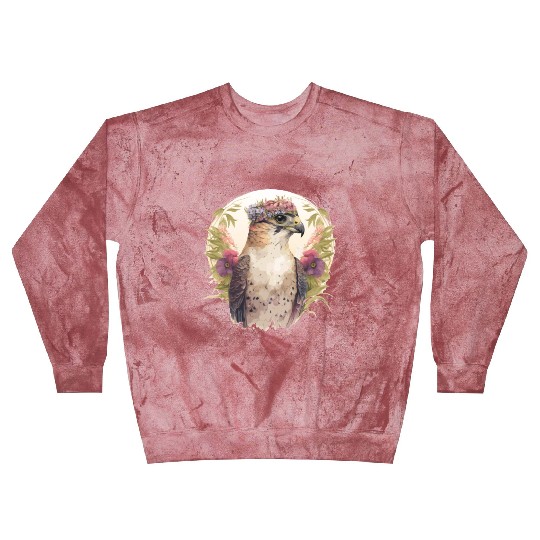 Watercolor Falcon Birds Of Prey Flower Crown Flora Blast Sweatshirts