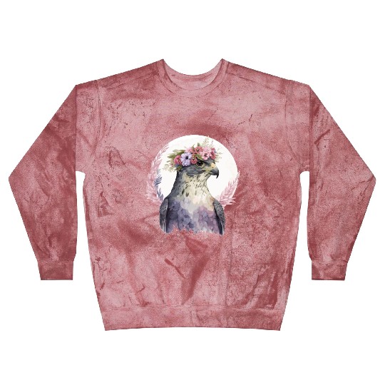 Falcon Birds Of Prey Flower Crown Floral Bird Watc Blast Sweatshirts