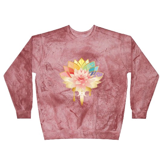 Lotus with golden flowers icon in pastel colors Blast Sweatshirts