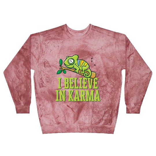 Happy Green Chameleon Karma Believer Blast Sweatshirts
