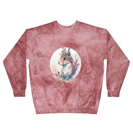 Cute Watercolor Squirrel Flower Crown Animal Lover Blast Sweatshirts