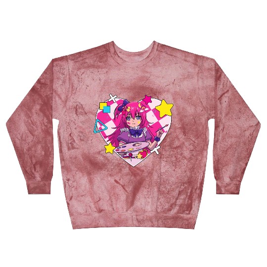 Harajuku Street Fashion Painter Heart Anime Girl Blast Sweatshirts