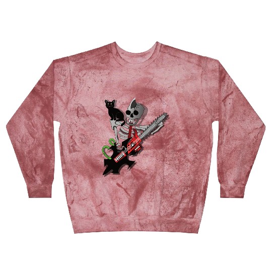 Human Skeleton guitarist with his cat Blast Sweatshirts