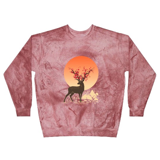 Sakura Deer Spirit Sika Deer Spirit Oriental Blast Sweatshirts