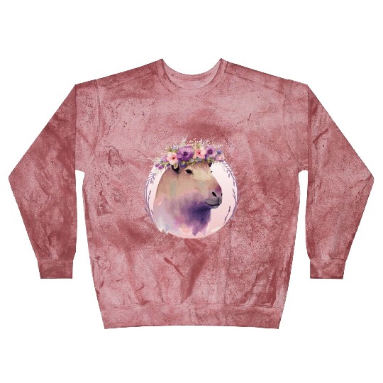 Cute Capybara Rodent Flower Crown Floral Watercolo Blast Sweatshirts