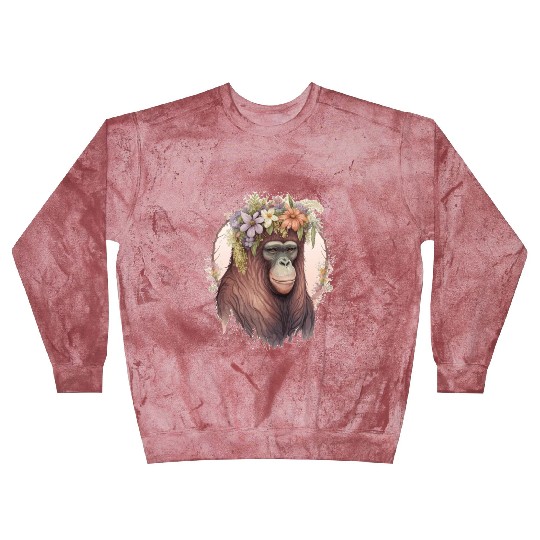 Cute Orangutan Flower Crown Monkey Lover Blast Sweatshirts