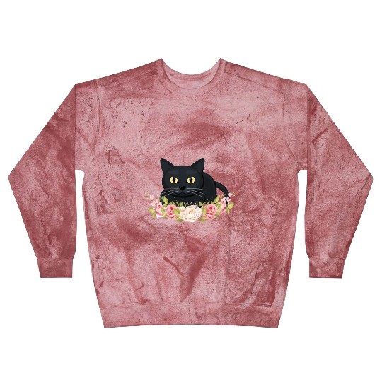 black cat flower Blast Sweatshirts