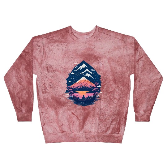 Serene Mount Fuji Sunset Peaceful River Scenery Blast Sweatshirts