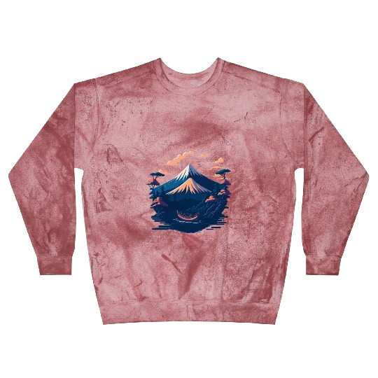Serene Mount Fuji Sunset Peaceful River Scenery Blast Sweatshirts