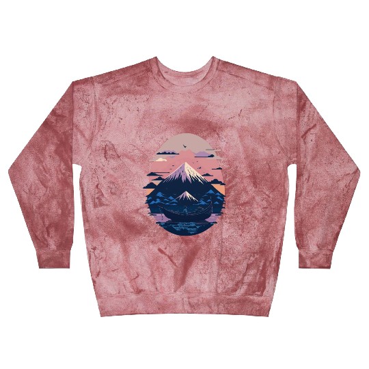 Serene Mount Fuji Sunset Peaceful River Scenery Blast Sweatshirts